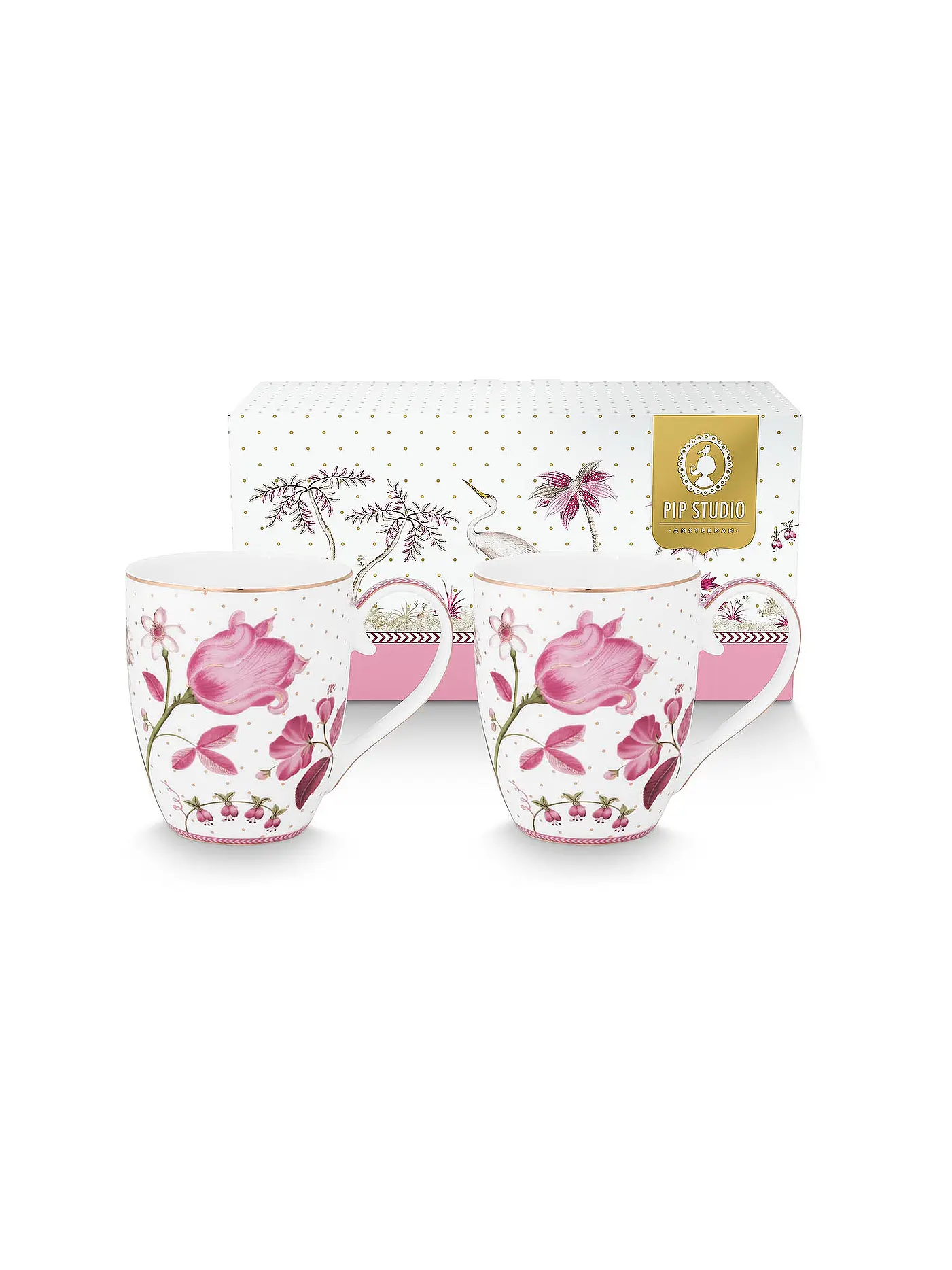 PIP STUDIO | Henkelbecher XLarge 2er Set 450ml JOLIE Tulip Pink | 